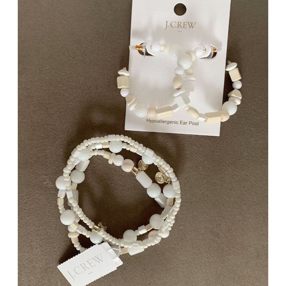 J. Crew Jewelry - J.Crew White Plastic Hoop Earring and Bracelet Set